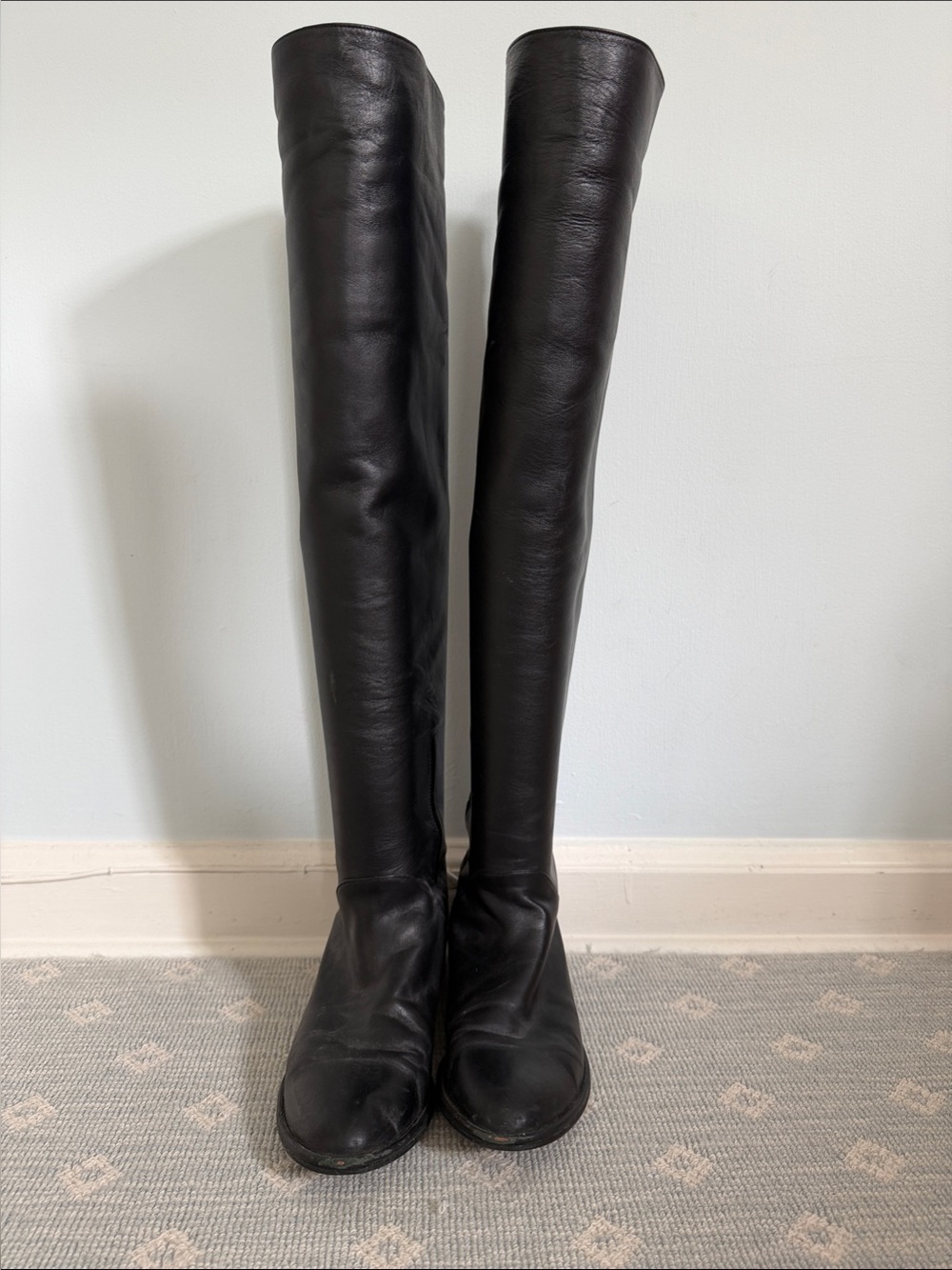 Stuart Weitzman Black Over-the-Knee Leather Boots